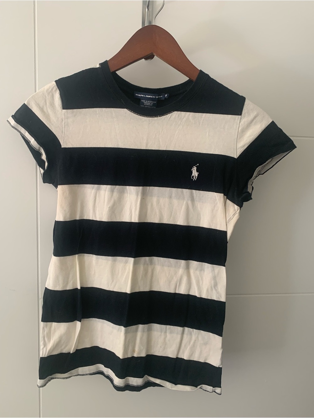 Polo by Ralph Lauren Black & White Striped Crew T-Shirt A15